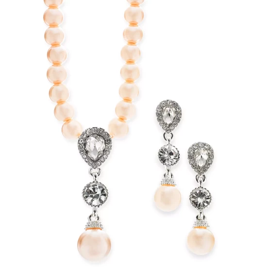 Coupon 👍 Charter Club Cubic Zirconia And Imitation Pearl Lariat Necklace & Drop Earrings Boxed Set, Created For Macy's Silver ❤️ - Image 6