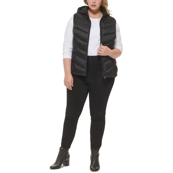 Hot Sale 💯 Charter Club Plus Size Hooded Packable Puffer Vest, Created For Macy's Dark Rose 💯 - Image 6