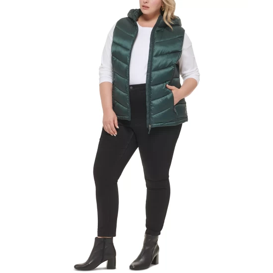 Hot Sale 💯 Charter Club Plus Size Hooded Packable Puffer Vest, Created For Macy's Dark Rose 💯 - Image 7