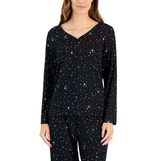 Best deal 🤩 Charter Club 👩 Women's Long Sleeve Soft Knit Pajama Set, Created For Macy's Medieval Blue Crescent Moon 😍 - Image 3