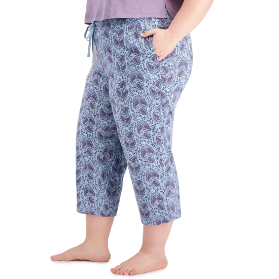 Budget ✨ Charter Club Plus Size Printed Cotton Sleep Pants, Created For Macy's Dusty Lilac Tile 🔔 - Image 5