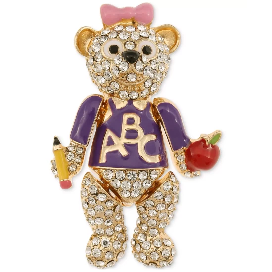 Budget 👍 Charter Club Gold-Tone Crystal ABC Teddy Pin, Created For Macy's ✔️ - Image 2