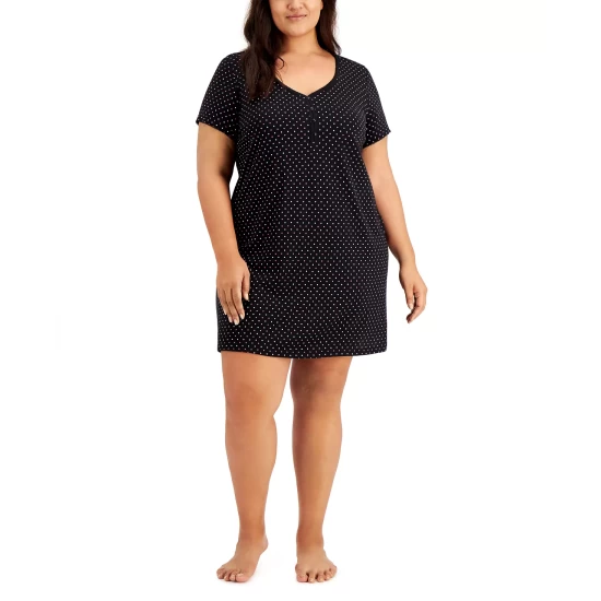 Coupon ✨ Charter Club The Everyday Cotton Plus Size Sleep 👕 Shirt, Created For Macy's Vineyard 👍 - Image 2