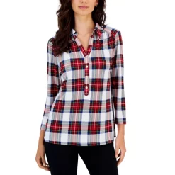 Deals 👍 Charter Club Petite Embellished-Collar Button-Up 👕 Shirt, Created For Macy's Sedona Dust 💯