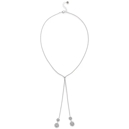 Wholesale ๐ Charter Club Silver-Tone Pavรฉ & Imitation Pearl Fireball Long Lariat Necklace, 36 + 2 Extender, Created For Macy's White ๐ - Image 3