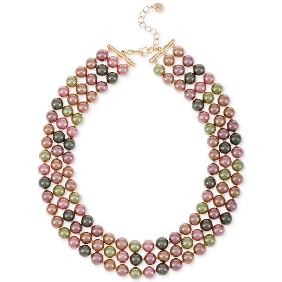 Flash Sale 💯 Charter Club Gold-Tone Colored Imitation Pearl Layered Statement Necklace, 16 + 2 Extender, Created For Macy's Multi ✔️ - Image 2