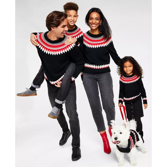 Hot Sale ๐ Charter Club ๐ Dog Fair Isle Mock Neck Holiday Sweater, Created For Macy's Deep Black Combo ๐ - Image 4
