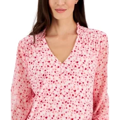 Best Sale โ Charter Club Petite 3/4-Sleeve Falling Iconic Print Top, Created For Macy's Ceruln Sky Combo ๐