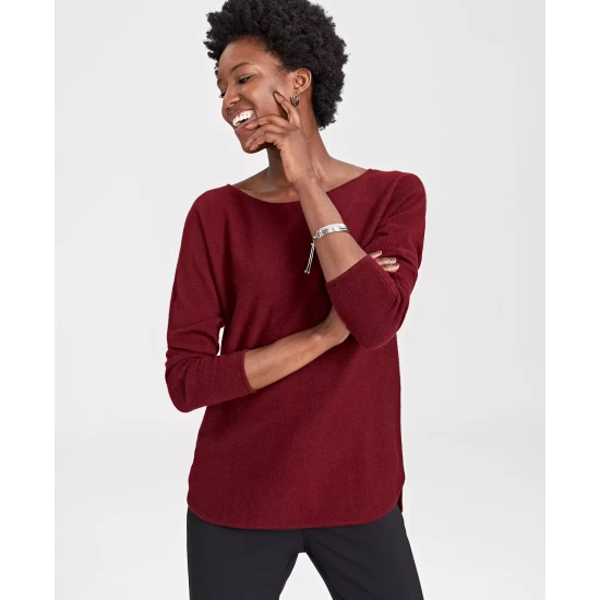 Wholesale ⭐ Charter Club 👩 Women's 100% Cashmere 👕 Shirttail Sweater, Created For Macy's Mid Grey Heather ✨ - Image 6