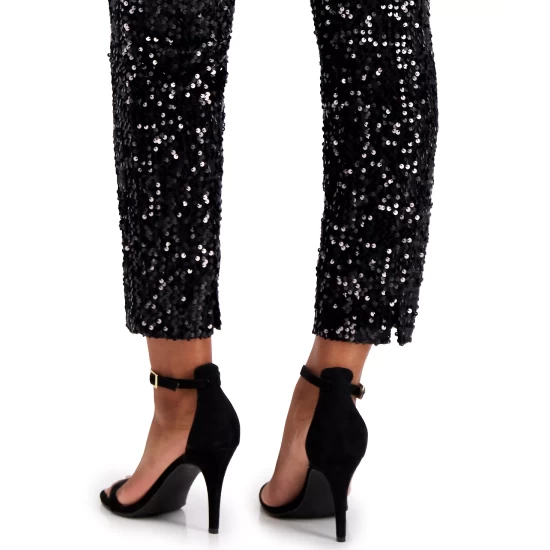 Outlet 🛒 Charter Club Petite Sequined Ankle Pants, Created For Macy's Deep Black Combo 👏 - Image 5