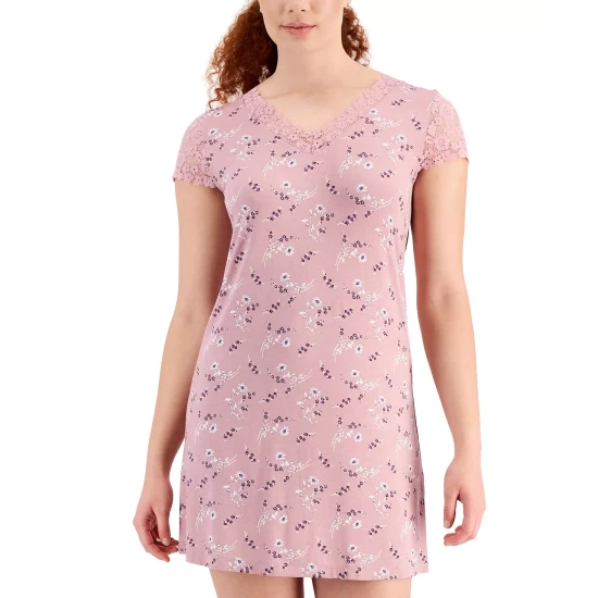 Promo 🤩 Charter Club 👩 Women's Lace-Trim Floral Chemise, Created For Macy's Rain Dance Floral 🔥 - Image 4