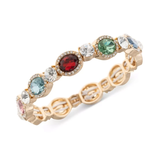 Budget 😀 Charter Club Gold-Tone Crystal & Stone Halo Stretch Bracelet, Created For Macy's Multi ⌛ - Image 2