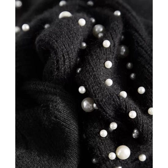 Best Pirce 👍 Charter Club 👩 Women's 100% Cashmere Embellished Sweater, Created For Macy's Cc Classic Blac 👏